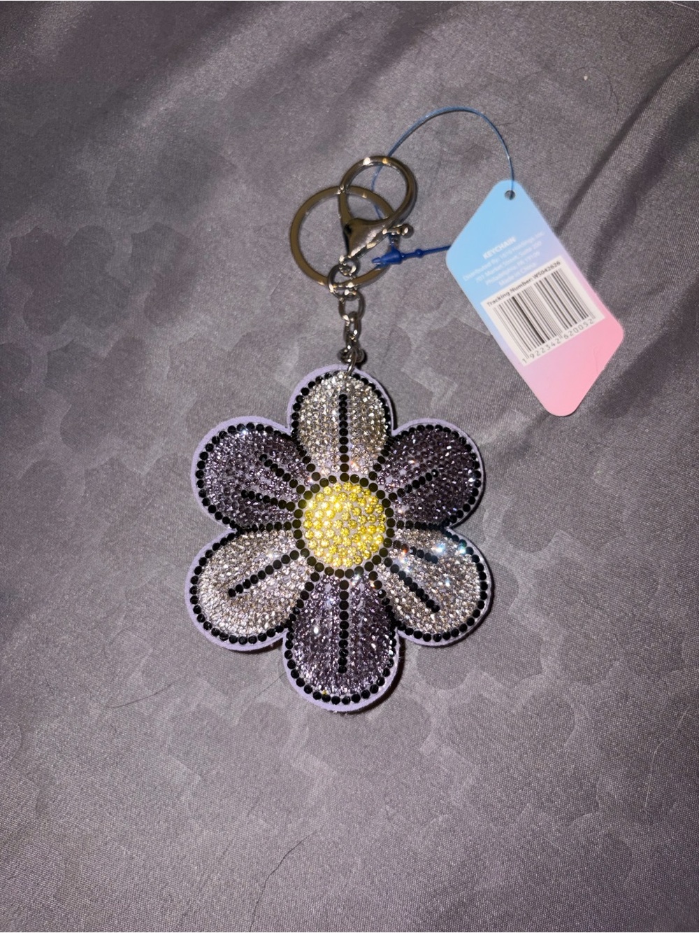Crystal Daisy Bag Charm in Yellow and Purple NWT